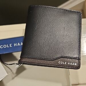 Cole Haan Black and Brown Leather Card Holder